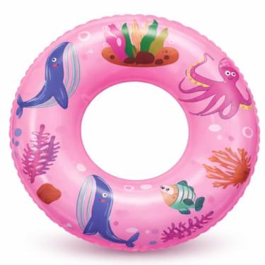 Imagem de Boia Infantil Redonda para Piscina e Praia | Estampas Divertidas | Tema Infantil (Fundo do Mar Rosa)