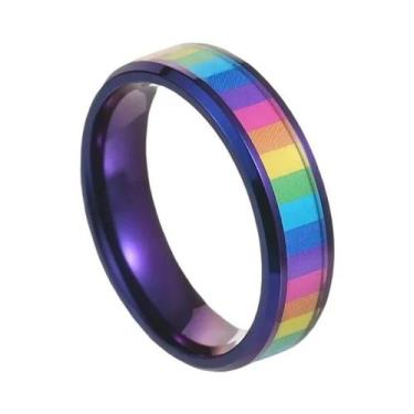 Imagem de Anel Neutro De Aço Inoxidável 201 Com Titânio Colorido Arco-Íris De 6m
