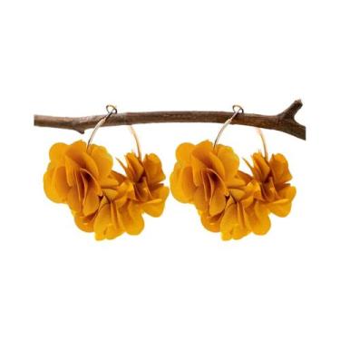 Imagem de Brincos De Argola Femininos Elegantes Com Estampa Floral  Modernos Par
