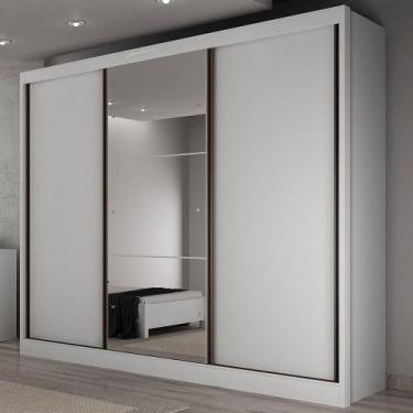 Imagem de Guarda-Roupa Casal Japão 3 Portas 8 Gavetas 100% Mdf com Espelho Neve 