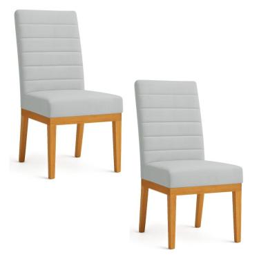 Imagem de Kit 2 Cadeiras De Jantar Solana Suede Cinza Base De Madeira - Pallazio