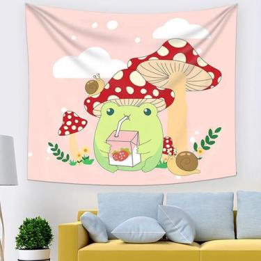 Imagem de Tapeçaria, sapo, cogumelo, estética de sala de parede, 150x130cm, micr