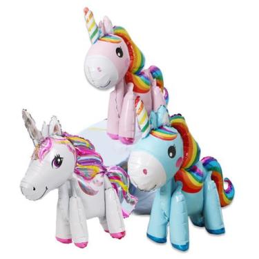 Imagem de Kit de balões Mylar Unicorn para festa de bebê de 1º aniversário x3 - 
