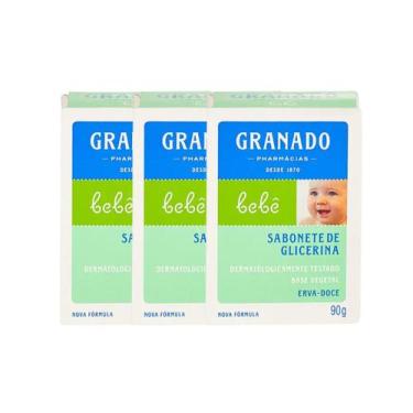 Imagem de 3 Sabonete Barra de Glicerina Granado Bebê Erva-doce 90g