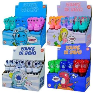 Imagem de Kit Display 24 Bolhas Sabão Bolinha Lembrança Aniversário Diversos Tem