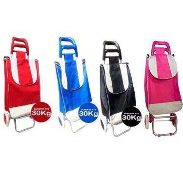 Imagem de Carrinho de mão p compras feira e mercado reforçado dobrável - 123 ÚTI