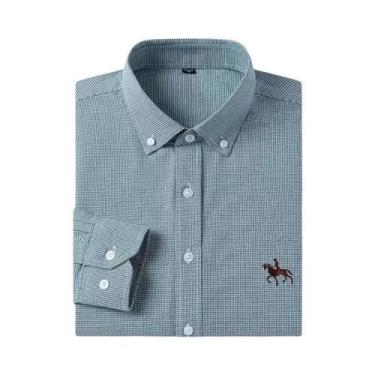 Imagem de Camisa Formal Masculina De Manga Longa Em Oxford 100% Algodão, Estampa