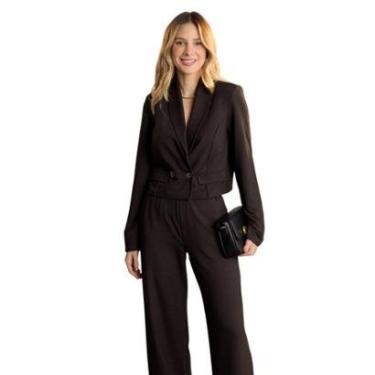 Imagem de Blazer Curto Com Botões Lunender Em Moletom Denim-Feminino