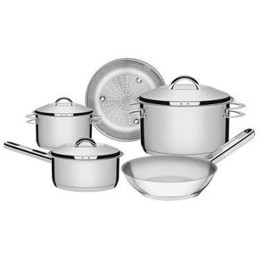 Imagem de Jogo de Panelas Tramontina Inox Fundo Triplo 5 Peças Solar, Inox, 5 pe