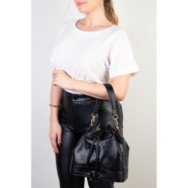 Imagem de Bolsa saco em couro croco Nadia-Feminino