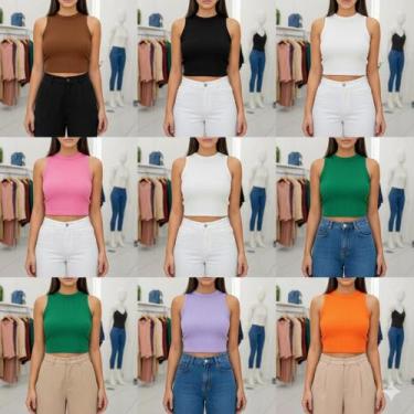 Imagem de Cropped Regata Canelado Feminino  Várias Cores, Tamanho Único - NoBran
