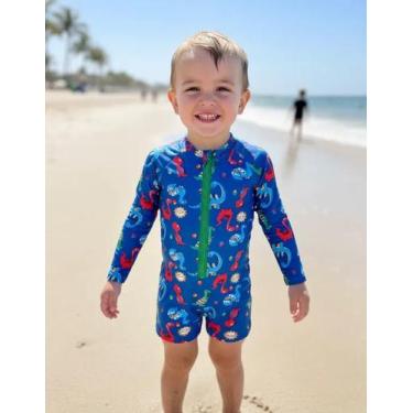 Imagem de Macaquinho Infantil Praia Piscina Bebê Proteção Solar UV50 Moda Verão 