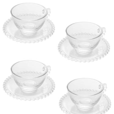Imagem de Conjunto 4 Xícaras De Chá Com Pires Pearl Wolff 180 Ml Transparente