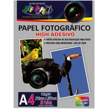 Imagem de Papel Fotográfico A4 Off Paper 135g Adesivo 20 Folhas