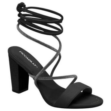Imagem de Sandália Salto Alto Amarração na Perna Piccadilly 727153 Feminina - Preta-Feminino