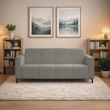 Imagem de Sofá 3 Lugares Living Sala de Estar 200cm Bento em Aço Veludo K01 - D 