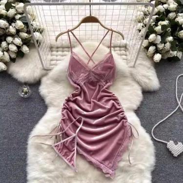 Imagem de Vestido Mini Sexy Vermelho Com Ruches, Sem Mangas, Costas Descobertas,