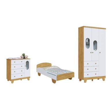 Imagem de Quarto Completo Infantil Pingo Dorabelly Cama Sol 100% MDF - - Moveis 