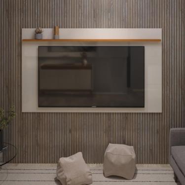 Imagem de Painel Para Tv Até 70 Polegadas Astúrias 180 Cm Com Prateleira Decorativa Preto E Cedro