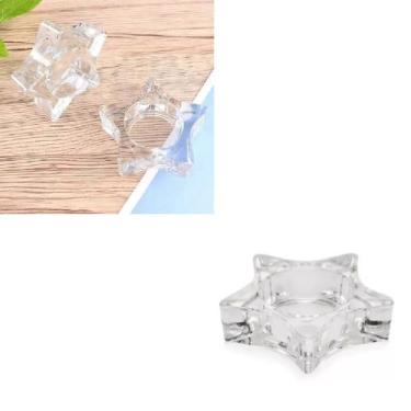 Imagem de Castiçal De Vidro Formato Estrela Pote Enfeite Velas - Riodeouro