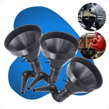 Imagem de Kit 3 Funil Plastico Dosador Flex Grande Para Oleo Mecanico - Monaliza