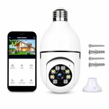 Imagem de Câmera Lampada De Segurança Inteligente Ip Wifi Com Visão Noturna Vigilancia Interna Externa Giratoria Espiã 360º Cor Branco