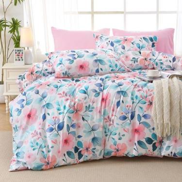 Imagem de Conjunto de Roupa de Cama MUXHOMO Casal 7 Peças com Edredom Floral