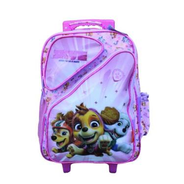Imagem de Mochila escolar patrulha canina reforçada rosa com rodinhas - CHENSON