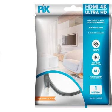 Imagem de Cabo HDMI 2.0 4K 19 Pinos 1 Metro - PIX, Bivolt