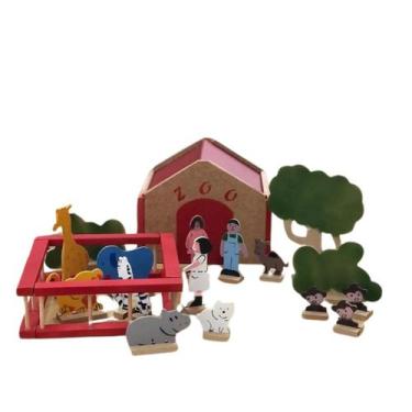 Imagem de Brinquedo Divertido Lúdico de Madeira Mini Zoológico - FAZEN