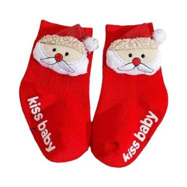 Imagem de Meias De Natal Vermelhas Para Bebês, Quentes E Tricotadas, Com Estampa