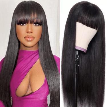 Imagem de Peruca de cabelo humano Lativ Straight com franja 18" 150% de densidad