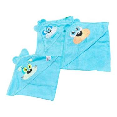 Imagem de TOALHA DE BANHO BEBE MAFESSONI ORELHINHA C/CAPUZ cor: rosa, azul