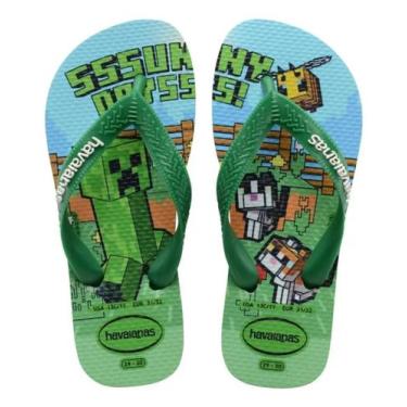 Imagem de Chinelo Infantil Havaianas Macio Confortável Kids Minecraft Cor:VerdeT