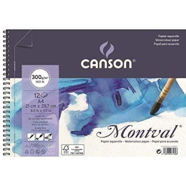 Imagem de Bloco de Papel Para Aquarela Montval Canson A4 300g/m² Com Espiral