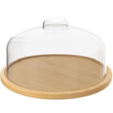 Imagem de Boleira de Bambu com Cúpula de Plástico 26,5cm Coza Porta Bolo Redondo