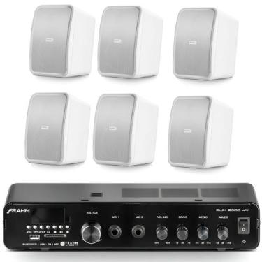 Imagem de COMP Som Ambiente FRAHM 06 Caixas HS5 Branca + Amplificador 2700 Bluet