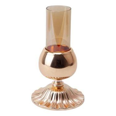 Imagem de Castiçal Metal Dourado Vela Enfeite Decoração Esfera Vidro - VELAS