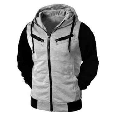Imagem de Moletom Blusa De Frio Jaqueta De Zíper Slim Casaco Com Capuz Masculino
