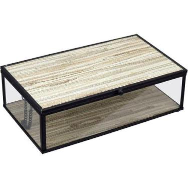Imagem de Porta Joias Decorativo Enfeite Organizador Home&co Vidro 6x12x21cm Beg