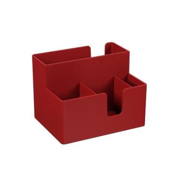 Imagem de Porta Guardanapo E Sachês 14 X 10,6 X 9,4 Cm Vermelho Coza