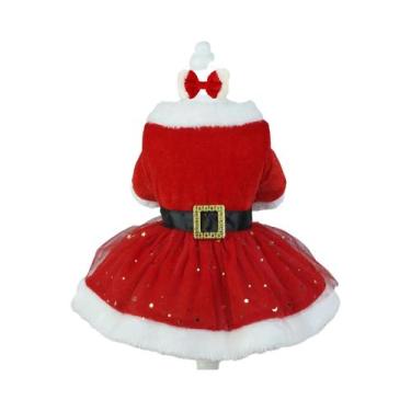 Imagem de Fantasia De Papai Noel Vermelha Para Cães, Vestido De Veludo Dourado C