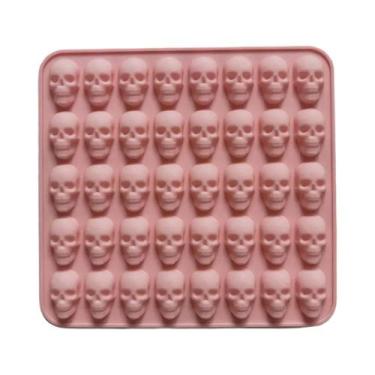 Imagem de Forma De Gelo Em Silicone Com 40 Cavidades Em Forma De Caveira, Reutil