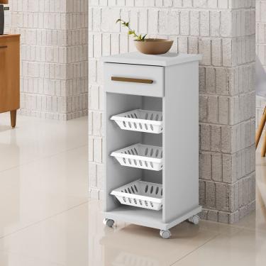 Imagem de Fruteira Curitiba 1 Gaveta 3 Cestos MDF-MDP 39CM Branco com Tampo MDF 18MM Arte Móveis