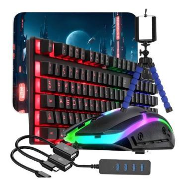 Imagem de Kit Gamer Completo RGB com Teclado ABNT2 LED, Mouse Gamer 2400 DPI RGB