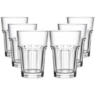Imagem de Conjunto 6 Copos Facetado Long Drink Vidro Bar 400ml - CLASS HOME, Tra