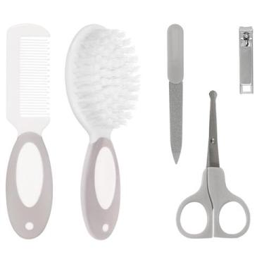 Imagem de Kit Higiene do Bebê Buba Care 5 Peças com Escova Pente Tesoura e Corta