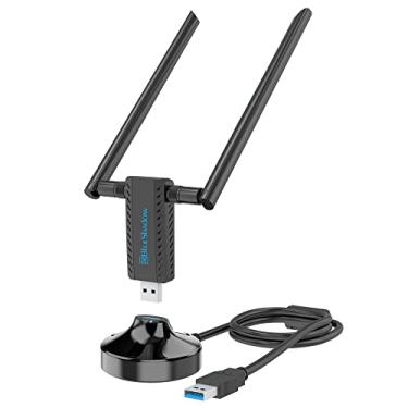 Imagem de Blueshadow Adaptador WiFi AC1900 para PC desktop, USB 3.0 WiFi Dongle adaptador de rede sem fio com 2,4 GHz, 5 GHz antena 5 dBi de banda dupla de alto ganho, suporte para Windows 7/8/10, MAC OS 10.5-10.15, Linux