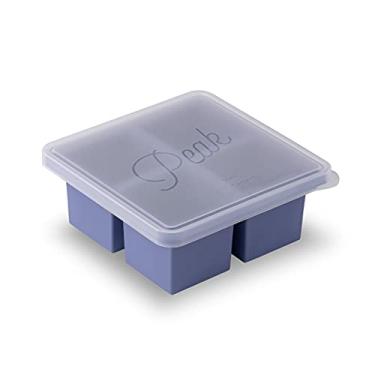 Imagem de W&P Cubos de silicone para freezer com tampa, azul, faz 4 porções perfeitas para 1 xícara, congelar e armazenar sopa, caldo, molho, sobras, lavável na lava-louças, 4 xícaras