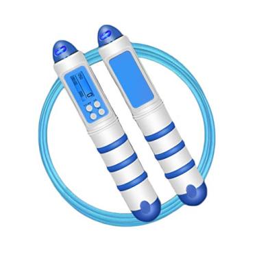 Imagem de LIANG Corda de pular de contagem inteligente com ajuste de peso de tela retroiluminada e corda de salto ajustável de calorias para adultos e crianças